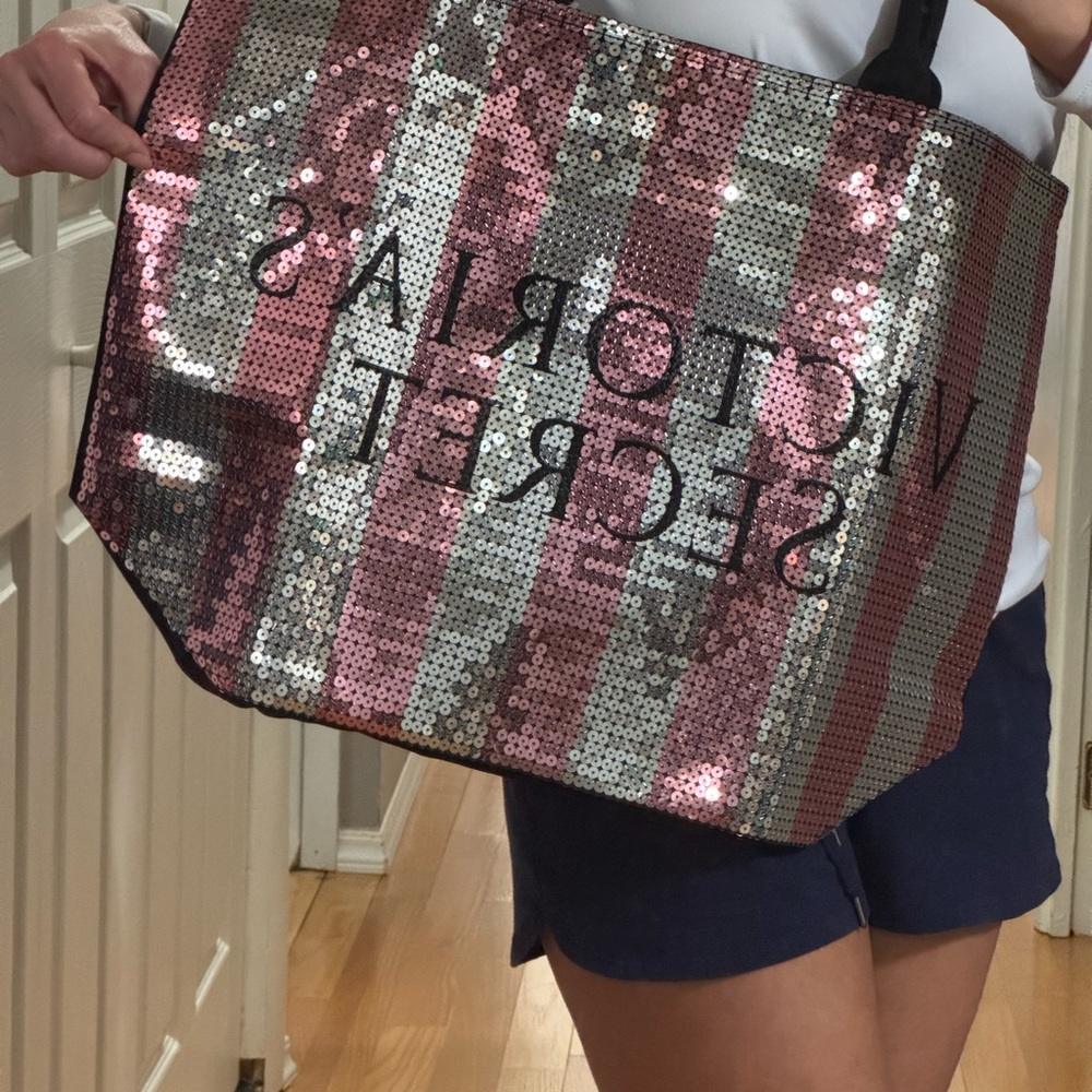 Victoria's Secret Pink and Silver Sequin Tote